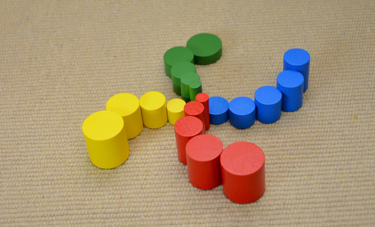 Montessori wooden educational puzzle / knobless cylinders set / kids g ...