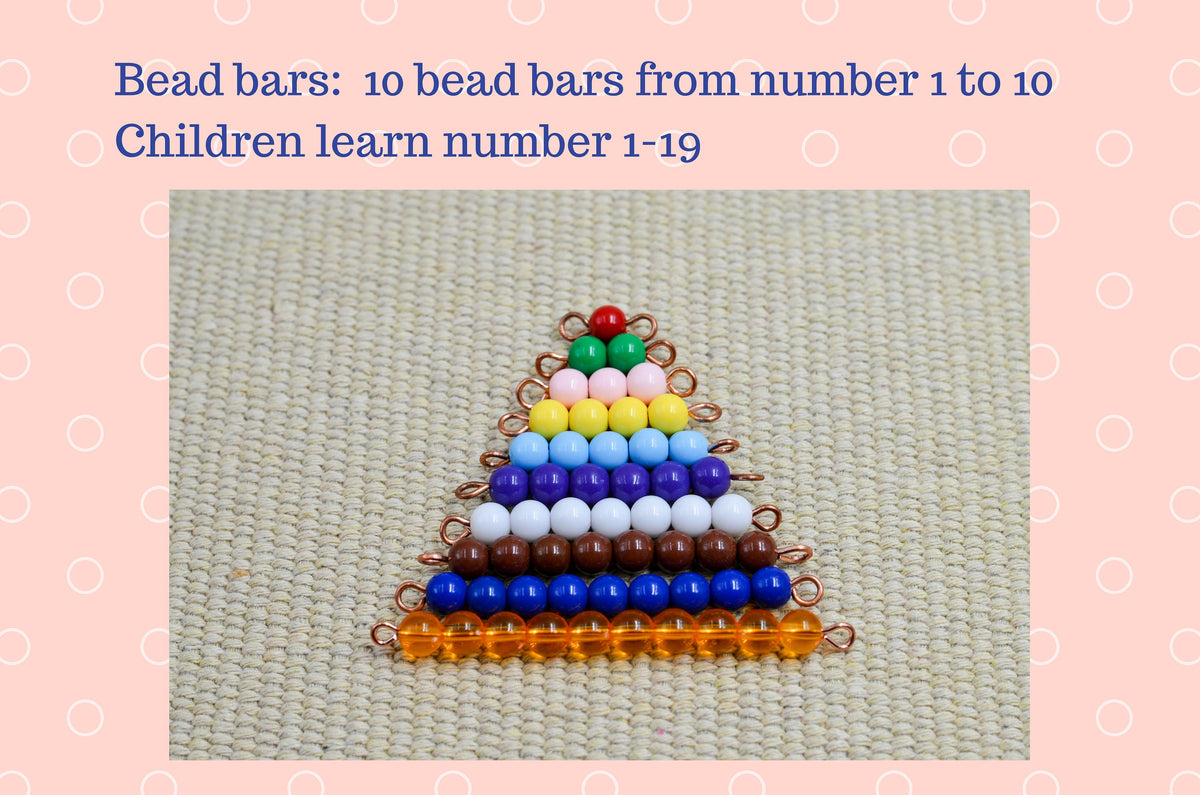Montessori numbers bead bars with natural wooden tray – CANMOM