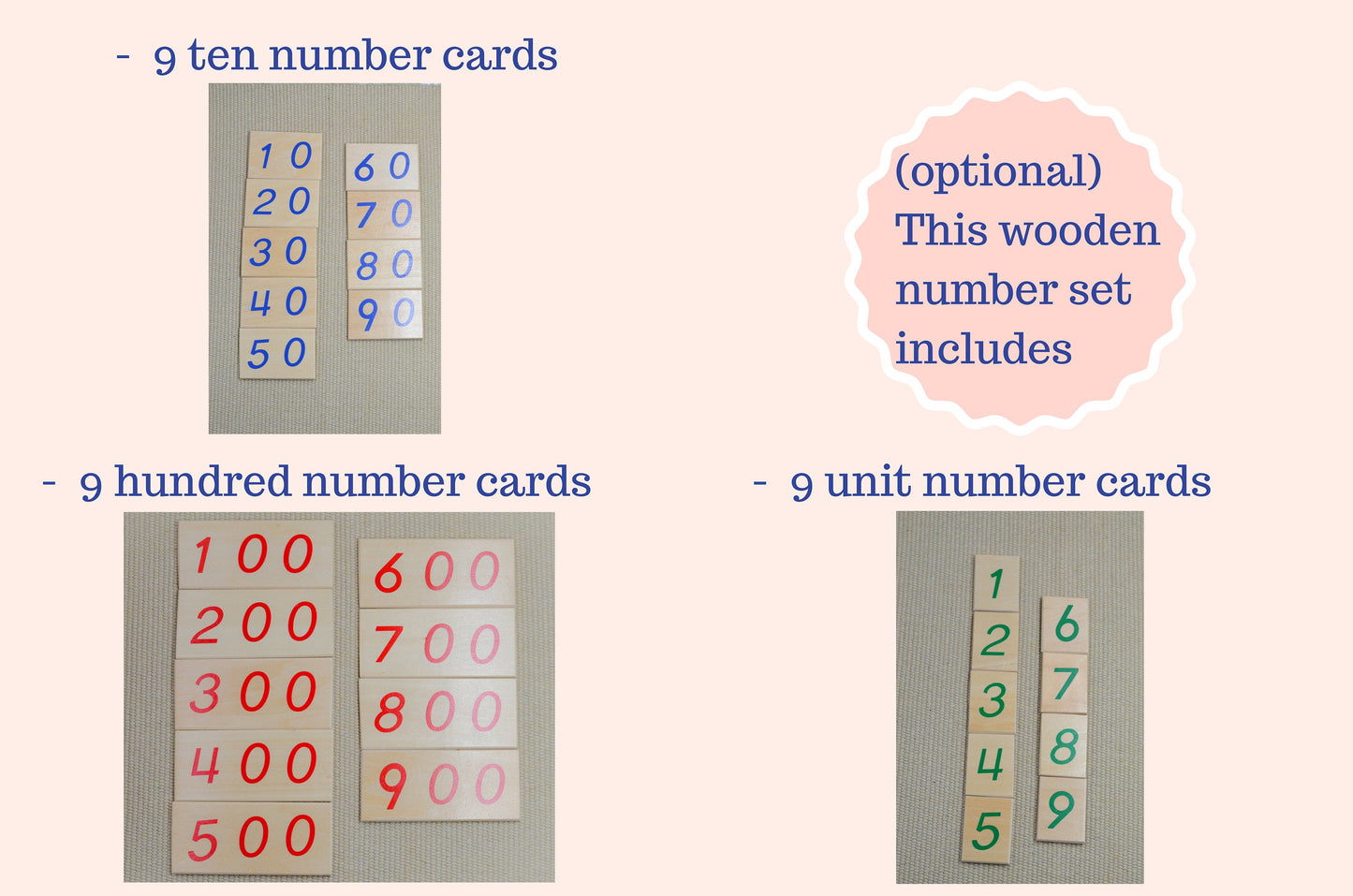 Montessori learning number 1-999 set