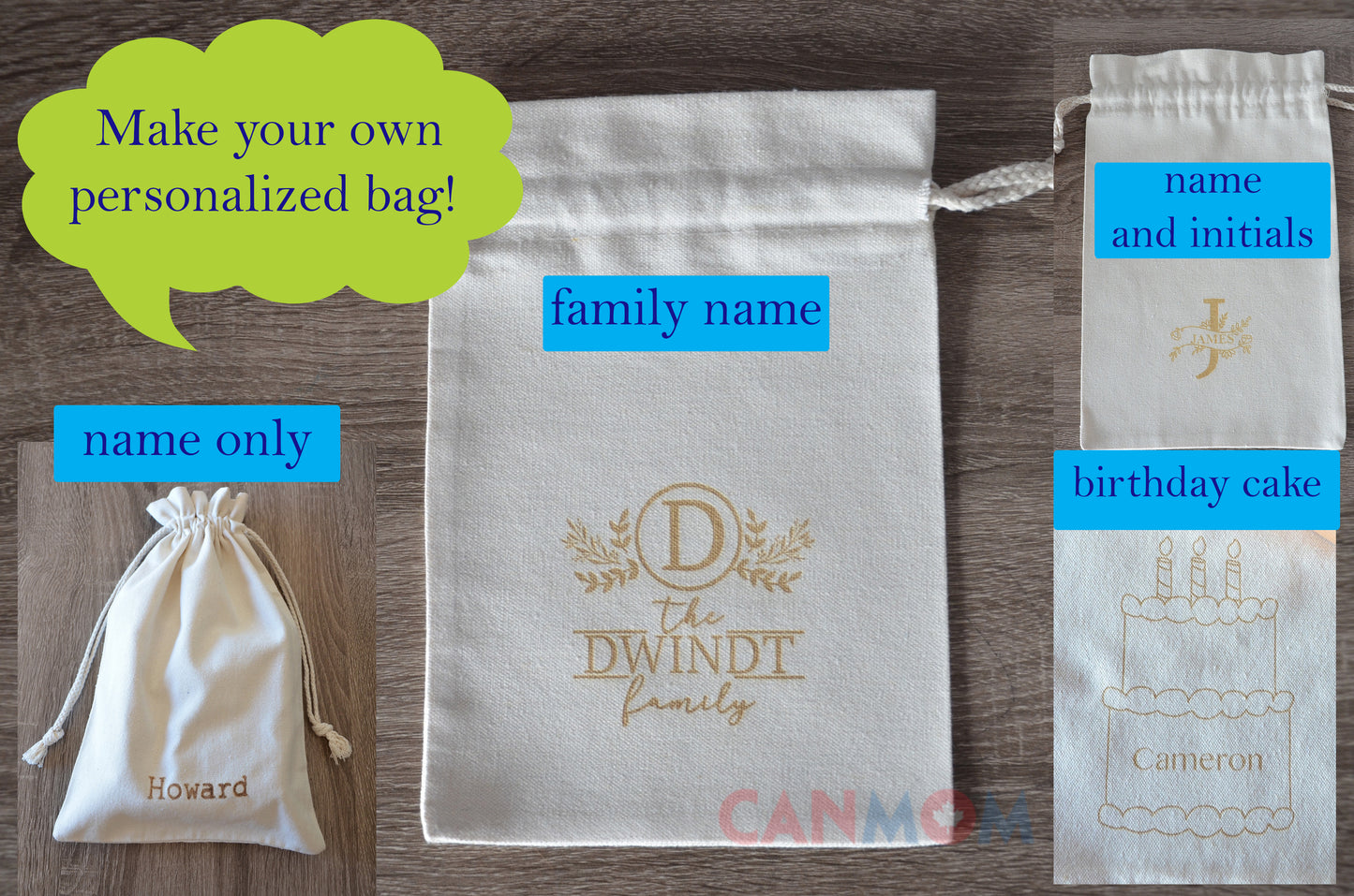 All natural wooden name blocks