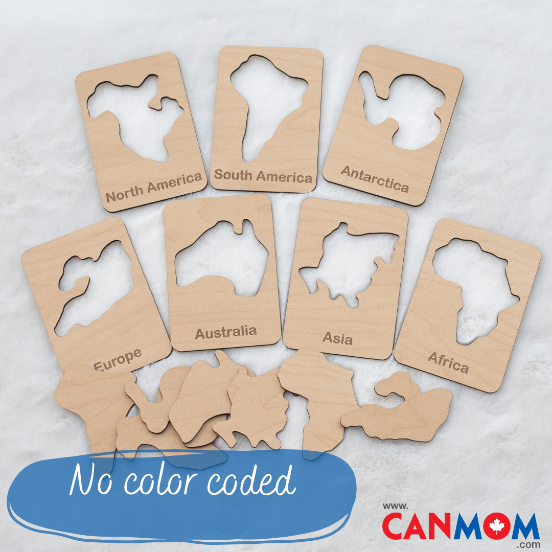 Wooden Montessori Continent Stencils