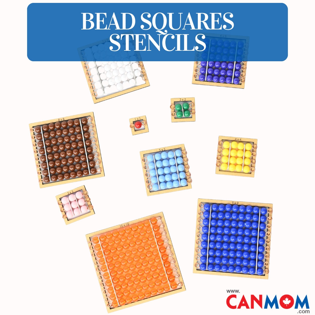 Montessori Bead Squares with Wooden Tiles | Master Square Numbers & Early Algebra Skills