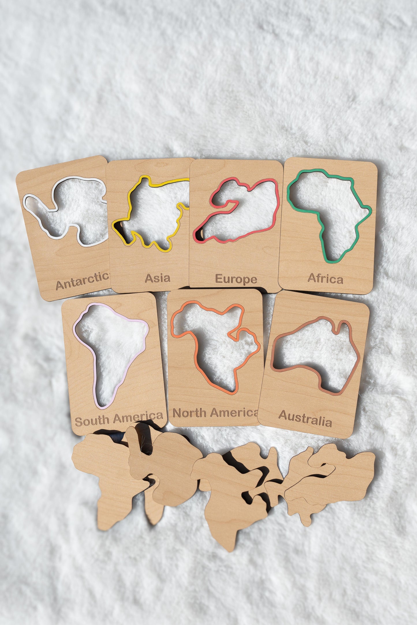 Wooden Montessori Continent Stencils