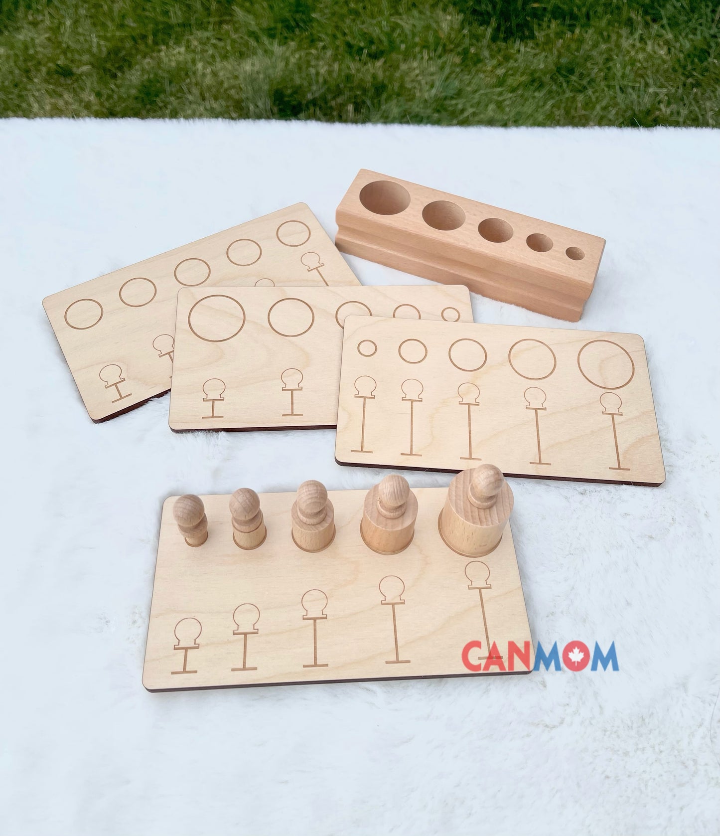 Montessori Knobbed Cylinder blocks with personalized bag