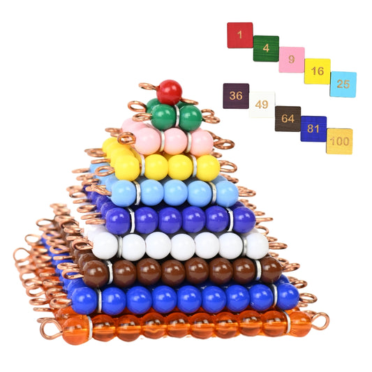 Montessori Bead Squares with Wooden Tiles | Master Square Numbers & Early Algebra Skills