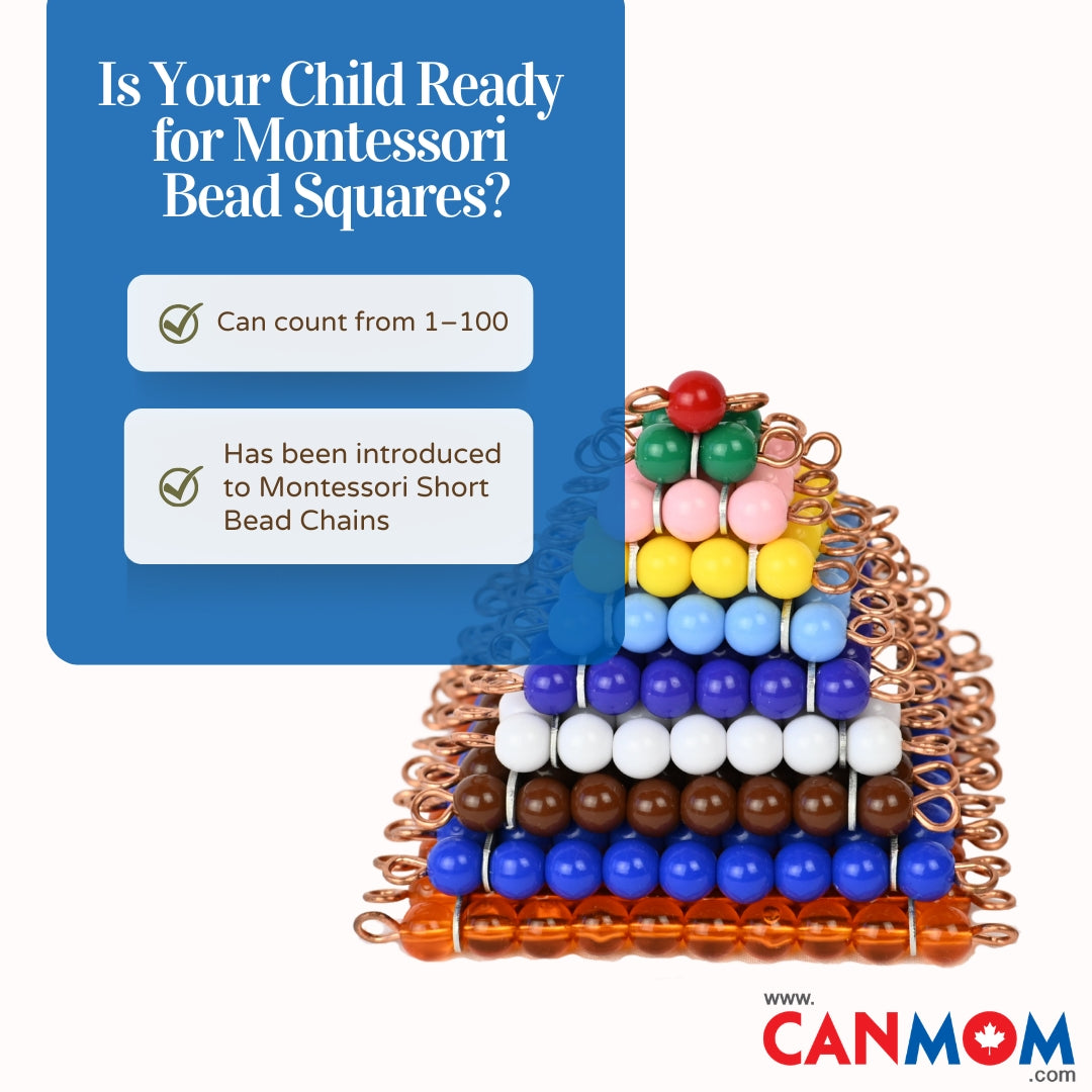 Montessori Bead Squares with Wooden Tiles | Master Square Numbers & Early Algebra Skills