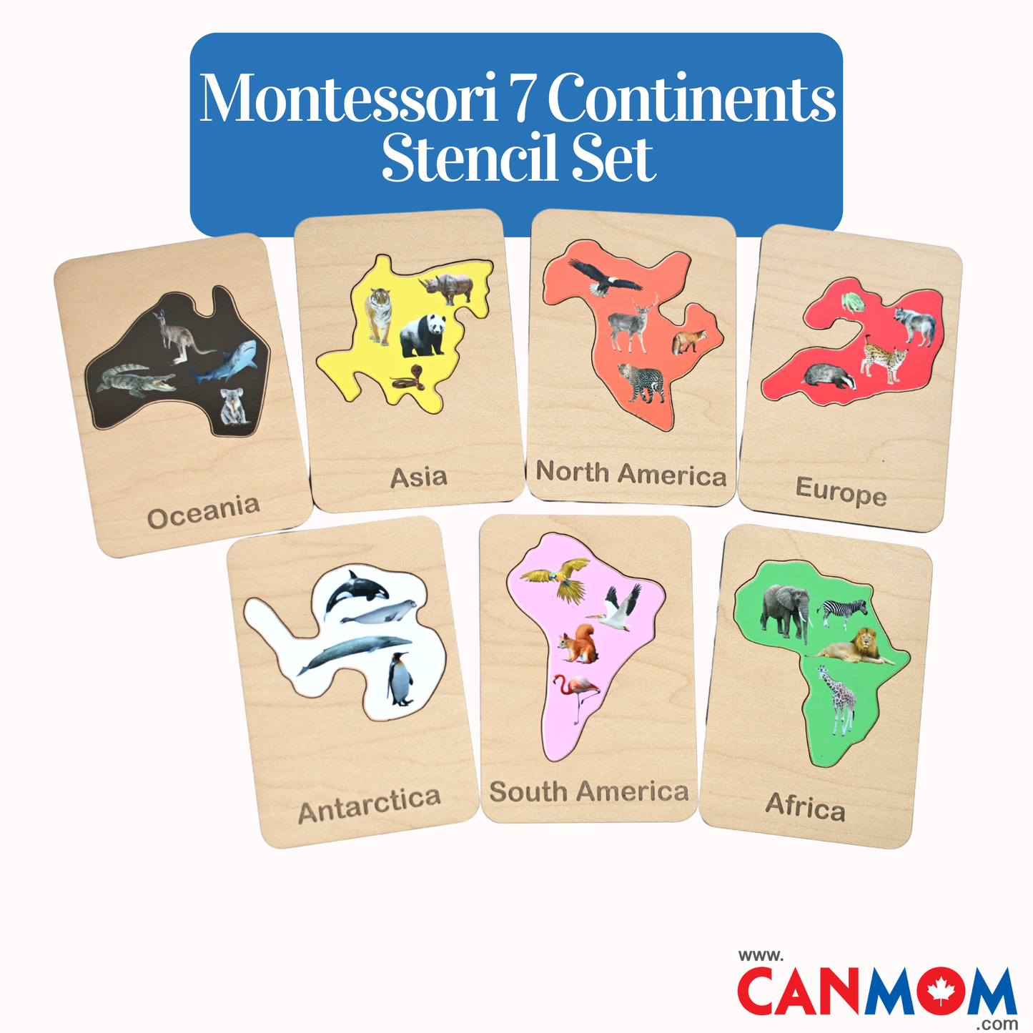 Wooden Montessori Continent Stencils
