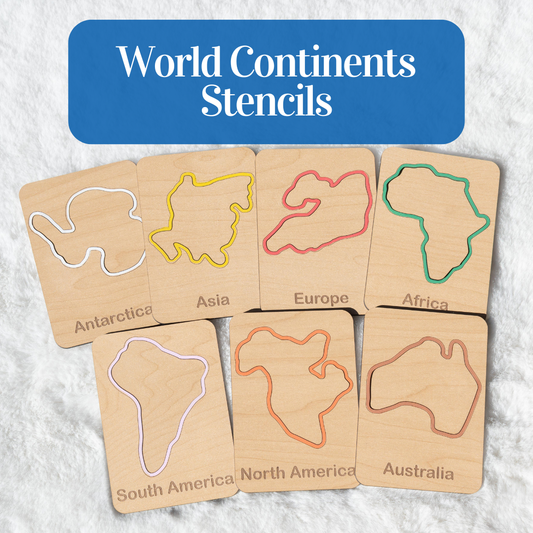 Wooden Montessori Continent Stencils