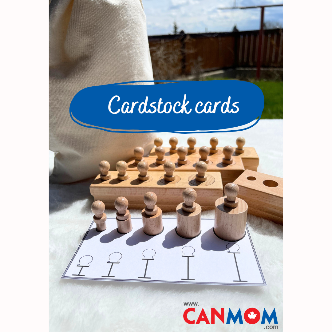 Montessori Knobbed Cylinder blocks with personalized bag