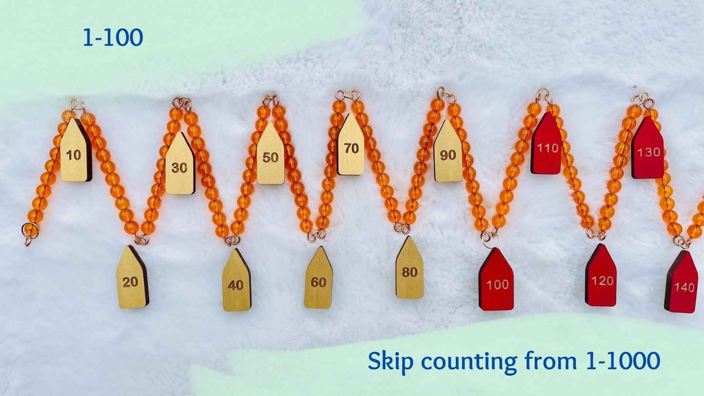 Montessori Math Skip Counting by 10 Golden Bead Chain