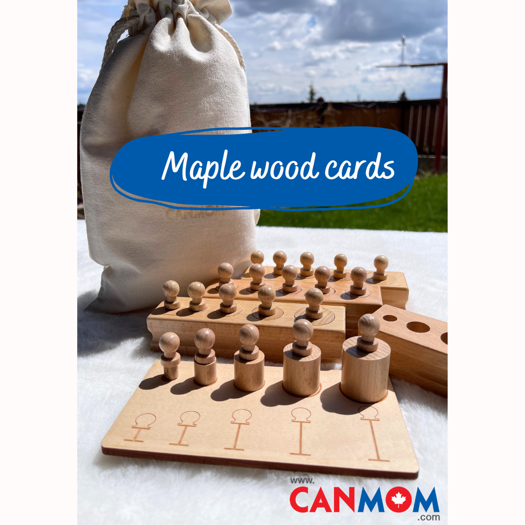Montessori Knobbed Cylinder blocks with personalized bag
