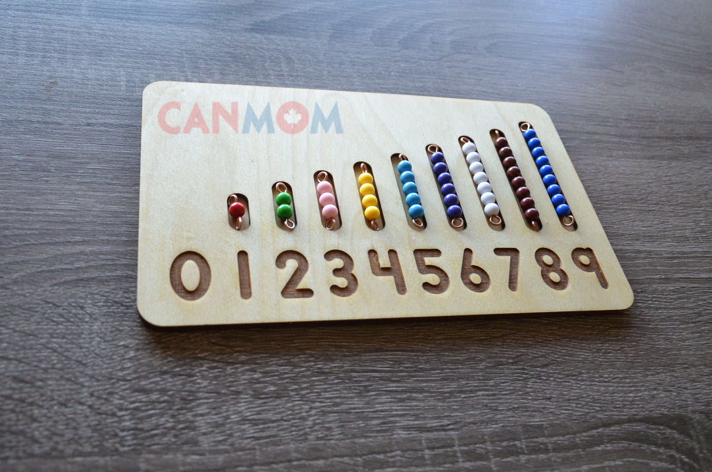 Montessori learning numbers 0-9 bead bars and number board