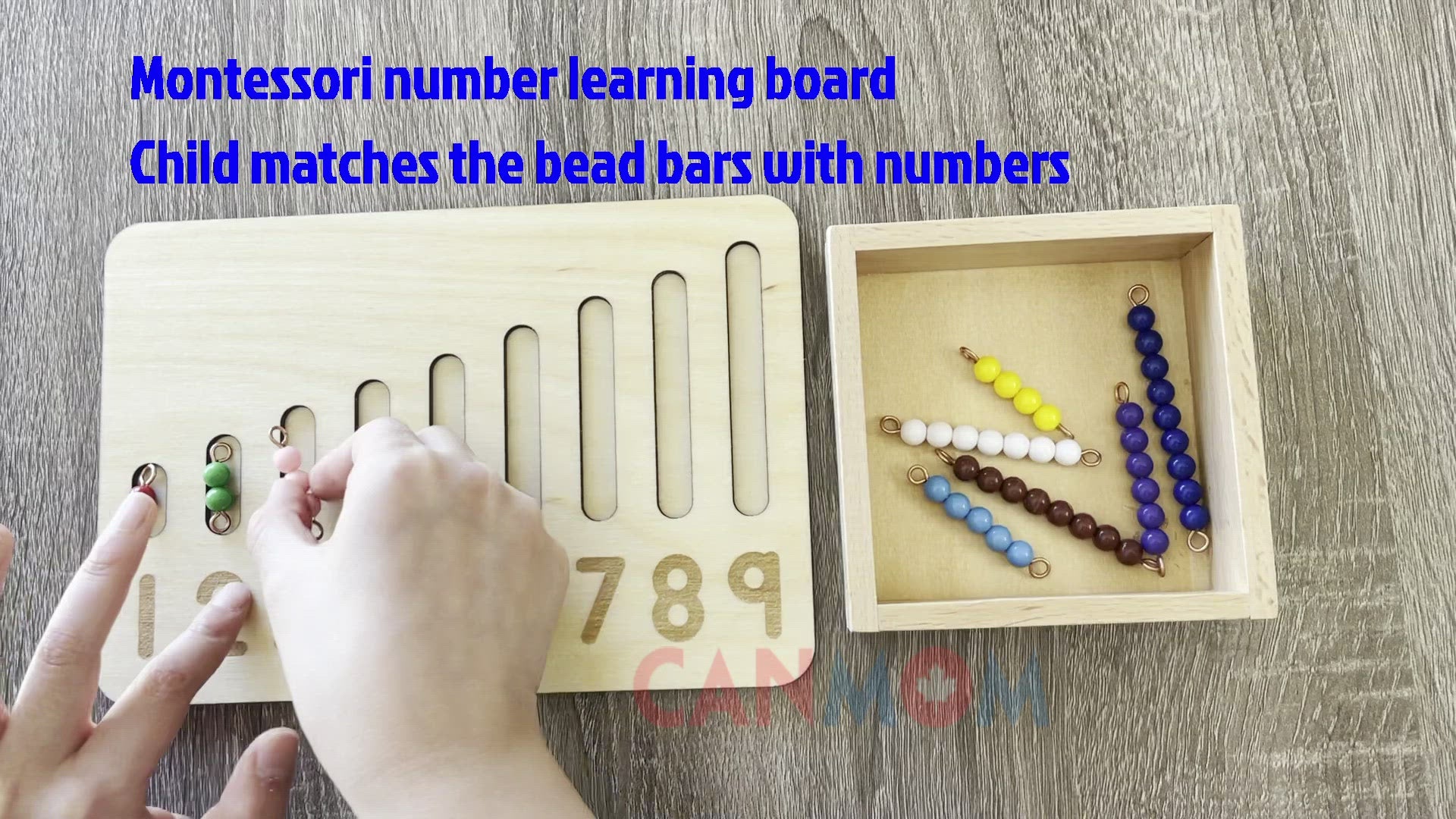 Montessori learning numbers 0-9 bead bars and number board