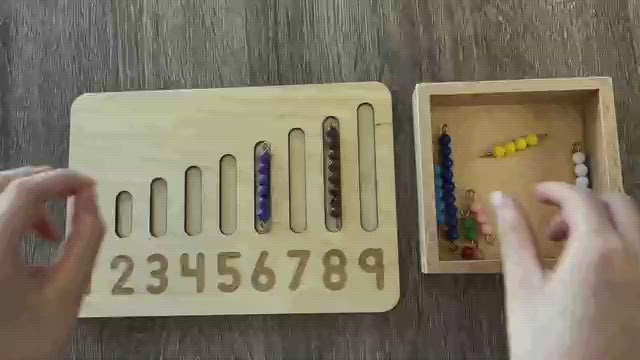 Child count the beads in each bar and put in the corresponding slot