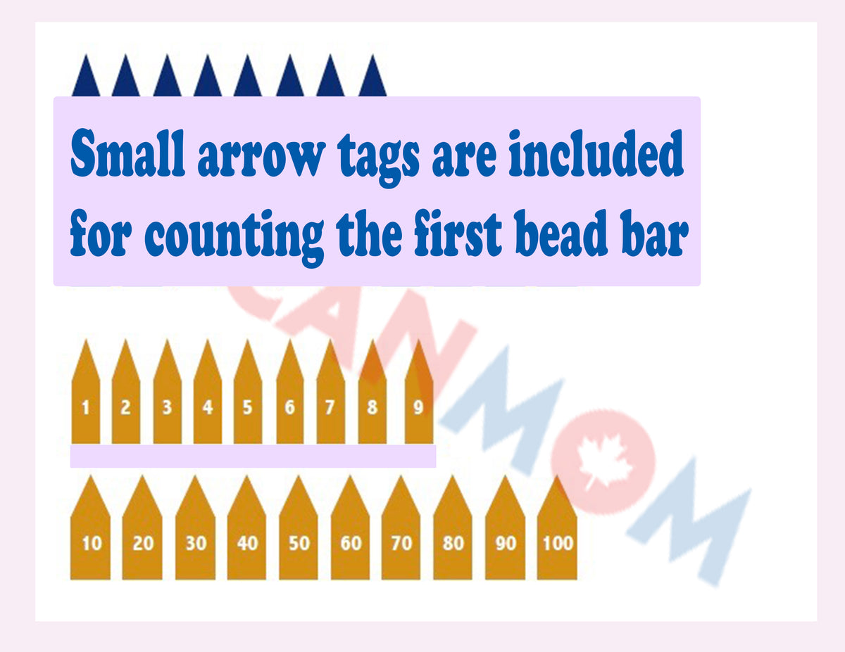 Montessori ten bead chain arrow tags/ Montessori math worksheet / mult ...