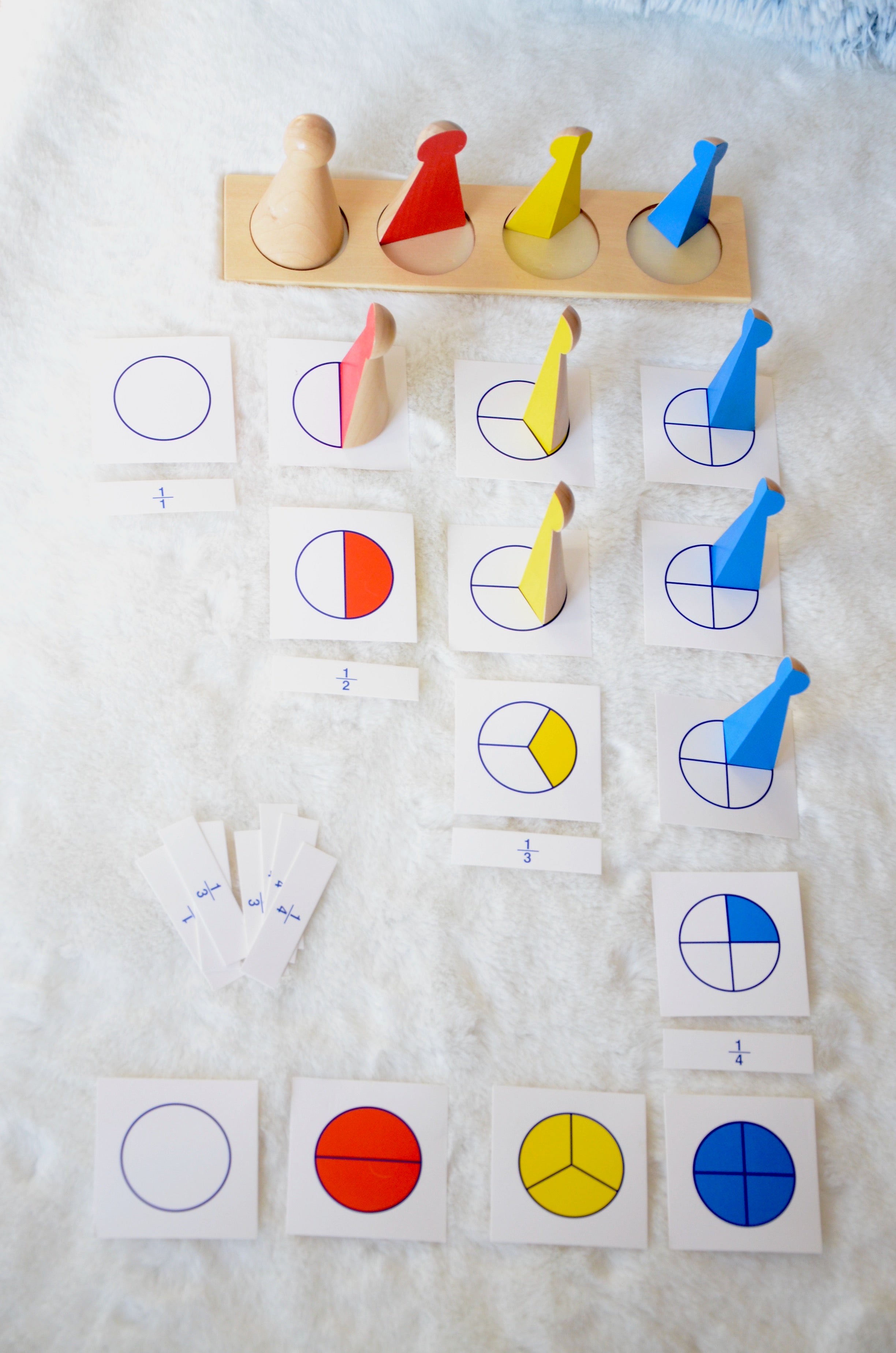 Montessori fraction puzzle with cards