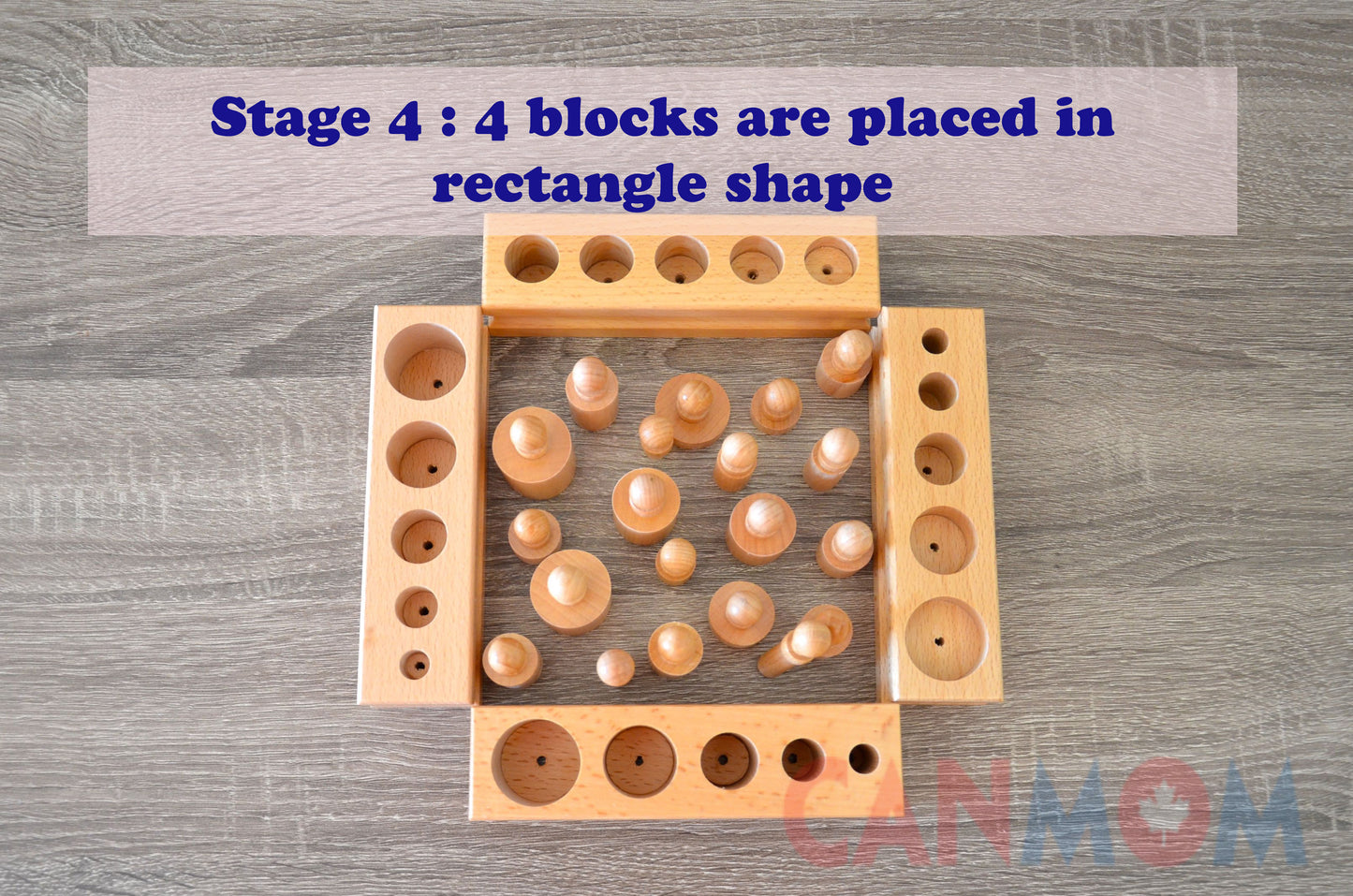 Montessori Knobbed Cylinder blocks with personalized bag