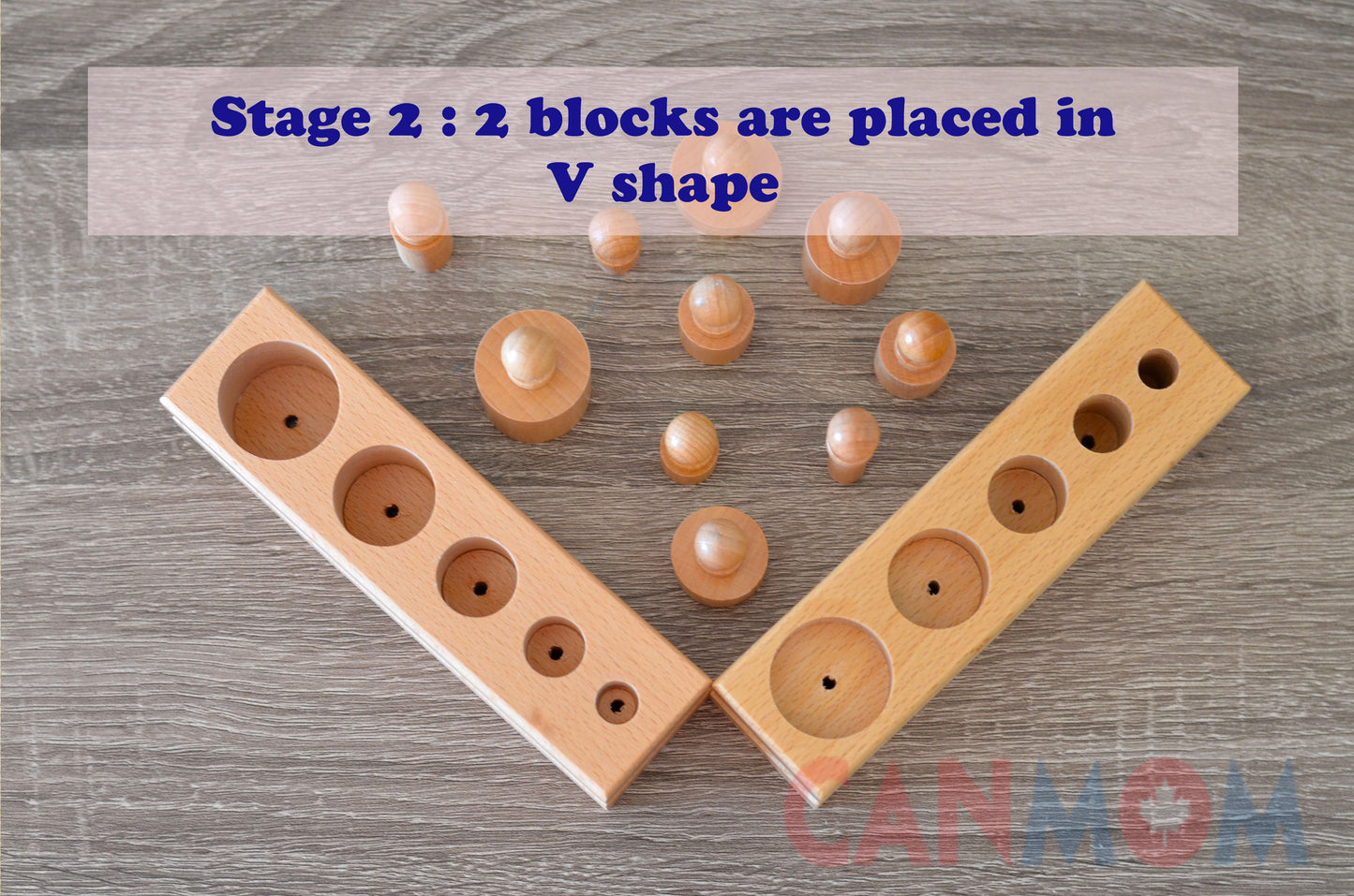 Montessori Knobbed Cylinder blocks with personalized bag
