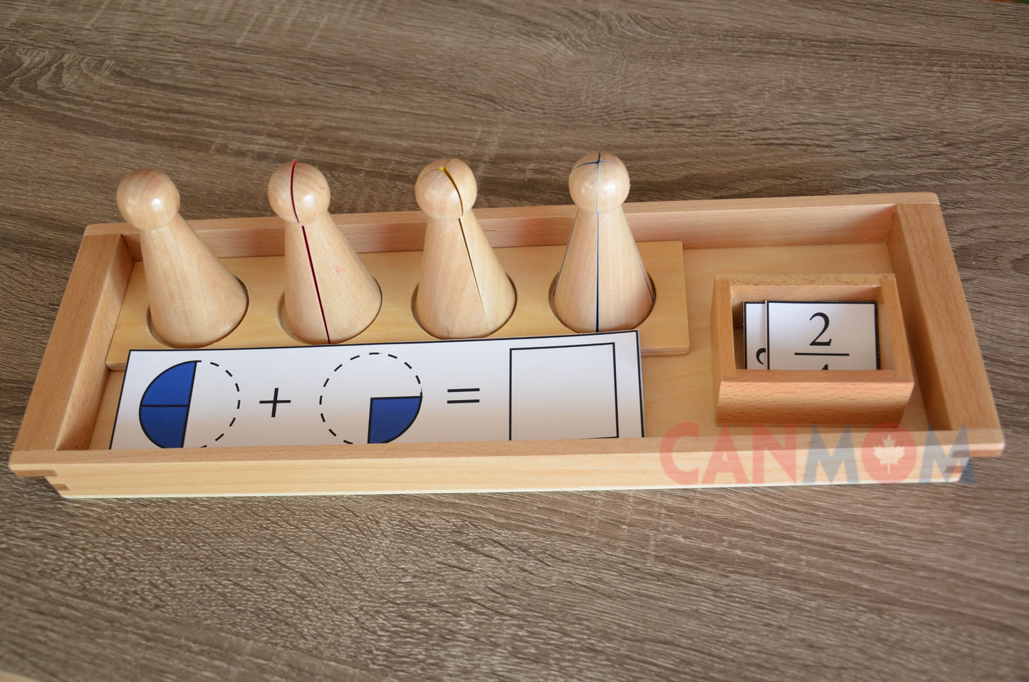 Montessori fraction puzzle with cards