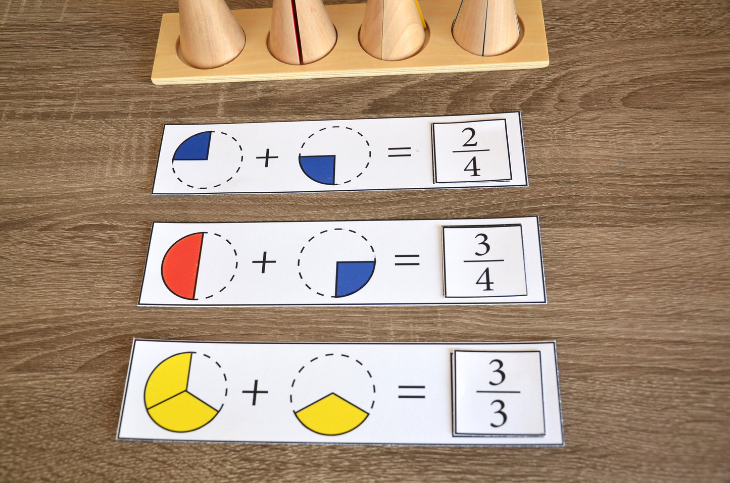 Montessori fraction puzzle with cards