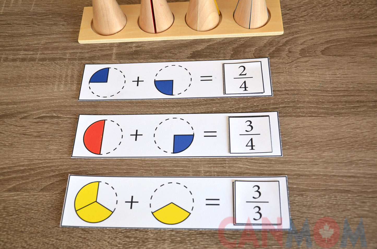 Montessori learn fraction math toy. Fraction skittles with wooden natural dice / math busy bag / gift for children / math game