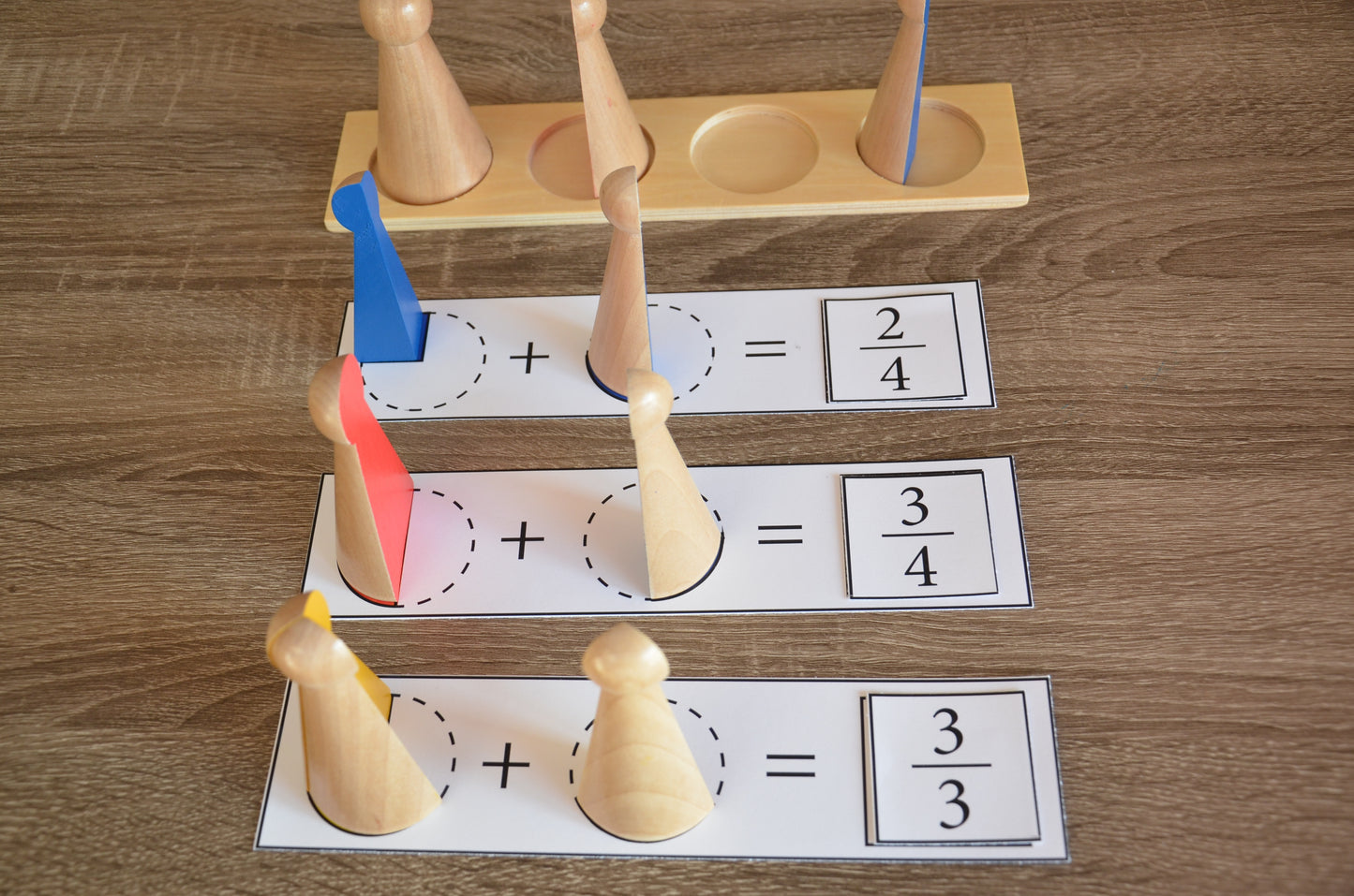 Montessori fraction puzzle with cards