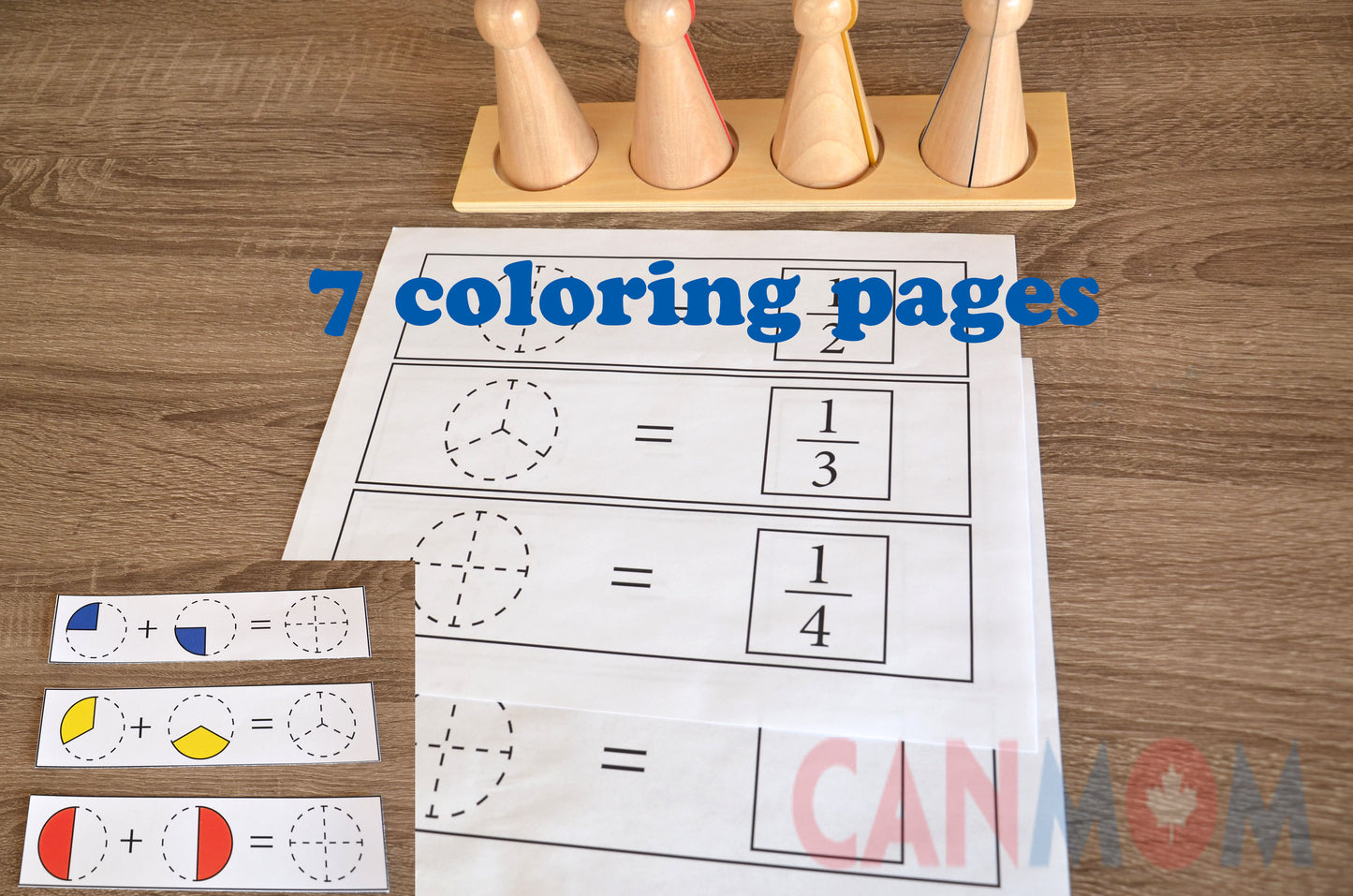 Montessori fraction puzzle with cards