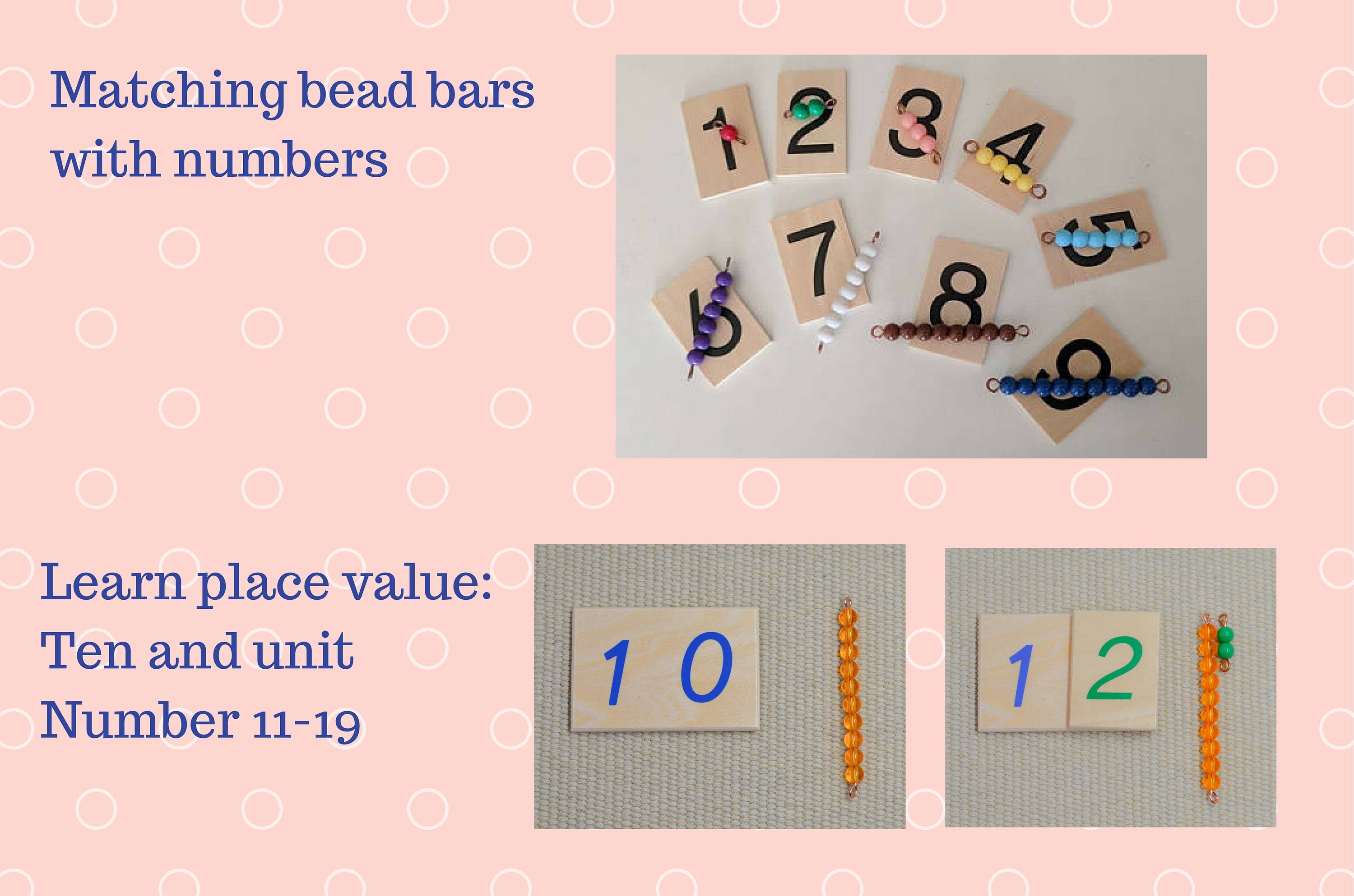 Montessori numbers bead bars | Montessori math materials | Montessori toys | preschool | gift for children | learning toy | homeschool