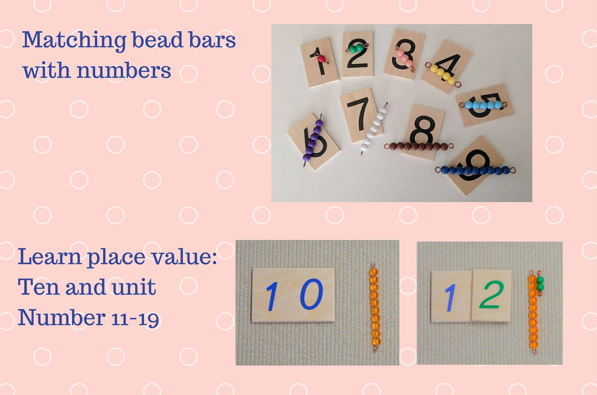 Montessori learn number bead bars set with wooden number card – CANMOM