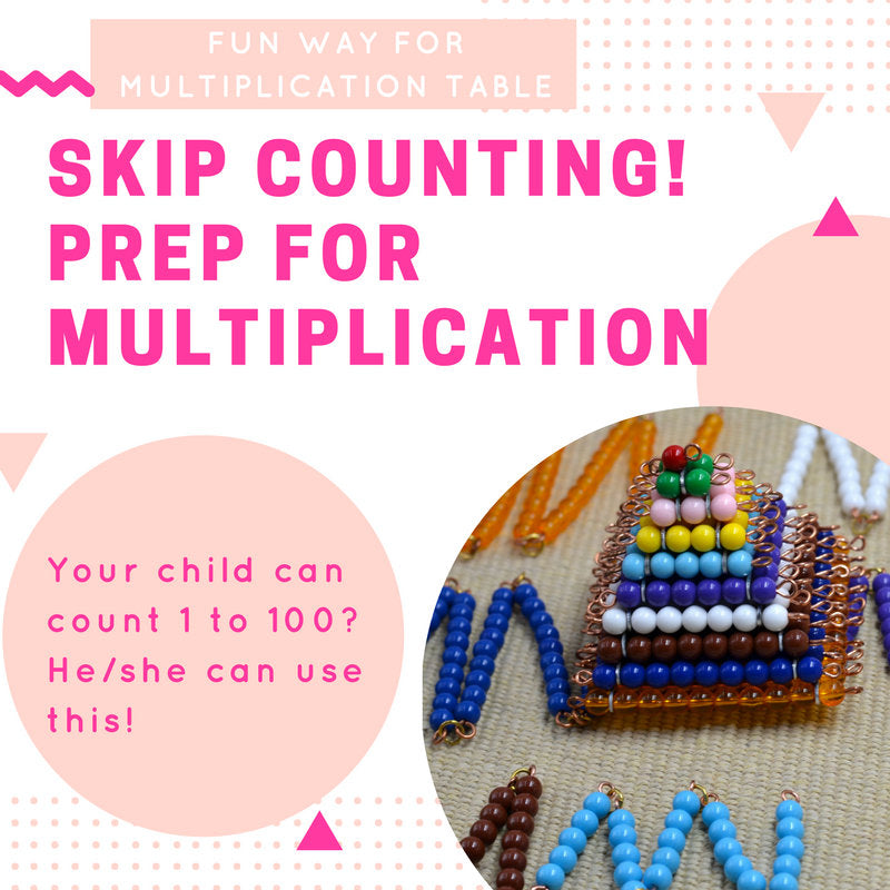 Montessori bead squares / Prep for multiplication /  skip counting practice / Free shipping / Math Materials
