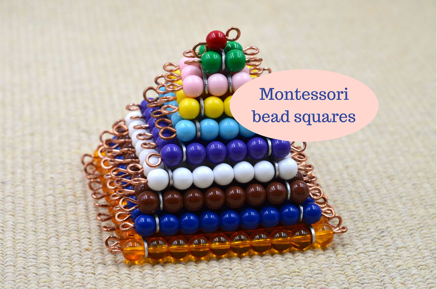 Montessori bead squares / Prep for multiplication /  skip counting practice / Free shipping / Math Materials