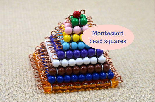 Montessori bead squares / Prep for multiplication /  skip counting practice / Free shipping / Math Materials