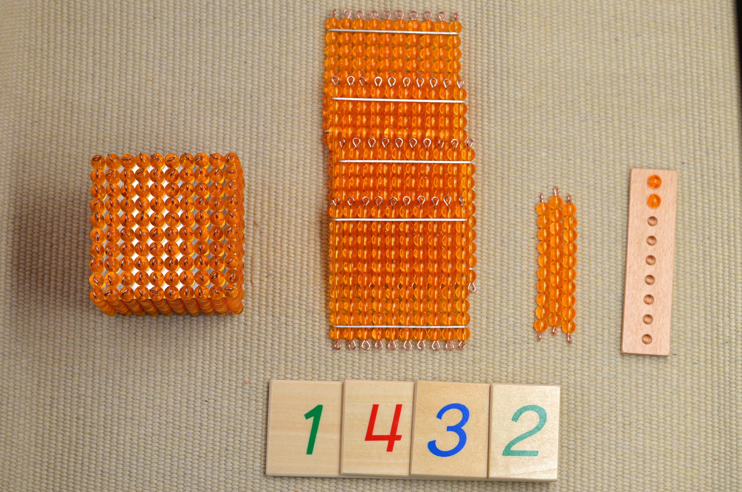 Montessori ten golden bead bars with wooden numbers / Montessori Math / Montessori toys / preschooler puzzle / gift for children