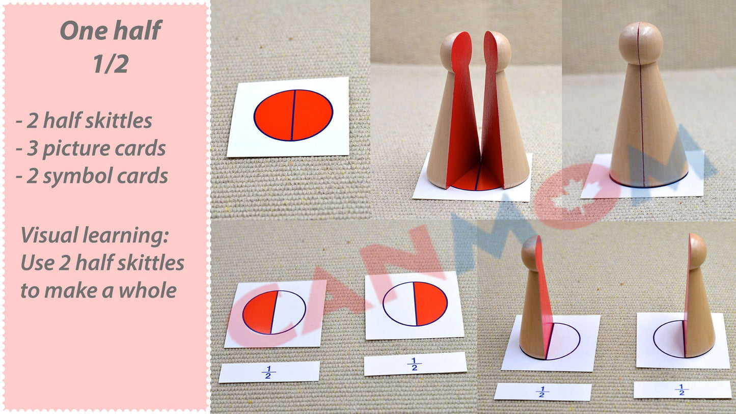 Montessori fraction puzzle with cards