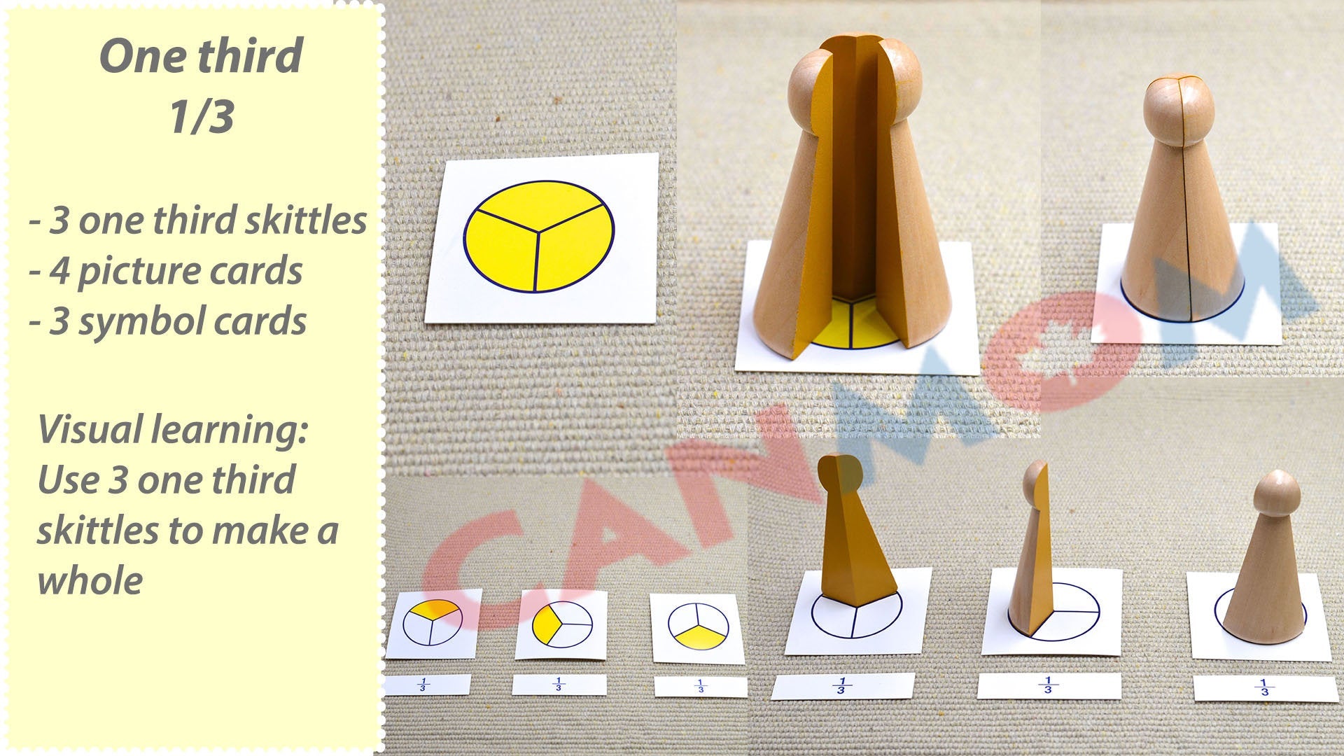 Montessori fraction puzzle with cards