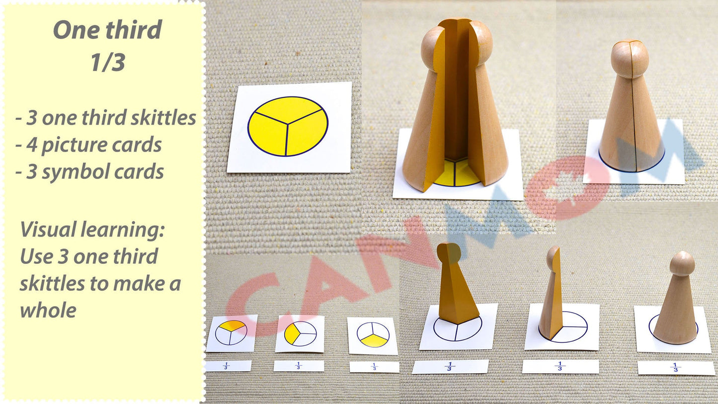 Montessori fraction puzzle with cards