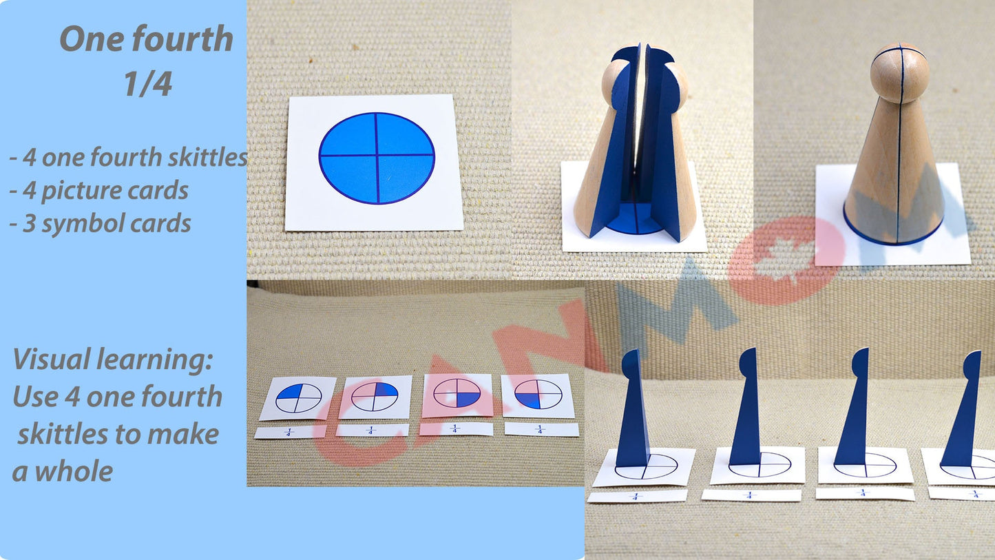 Montessori fraction puzzle with cards