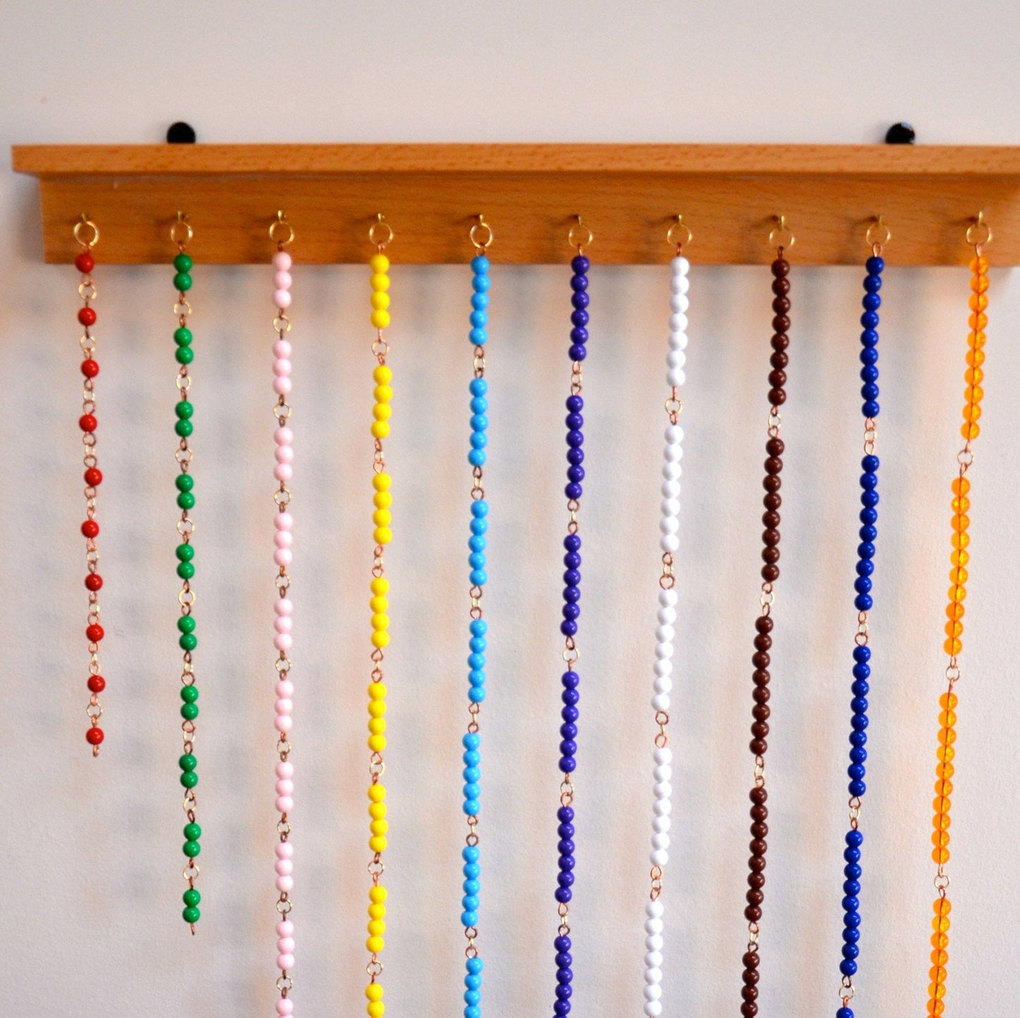 Montessori bead chains wooden hanger