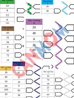 Math skip counting worksheet bundle / Montessori math worksheet / multiplication table practice / times table