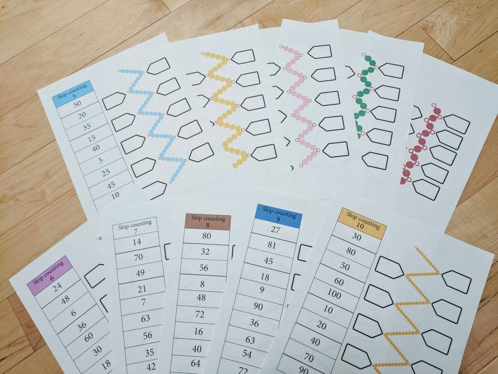 Montessori Math skip counting worksheet