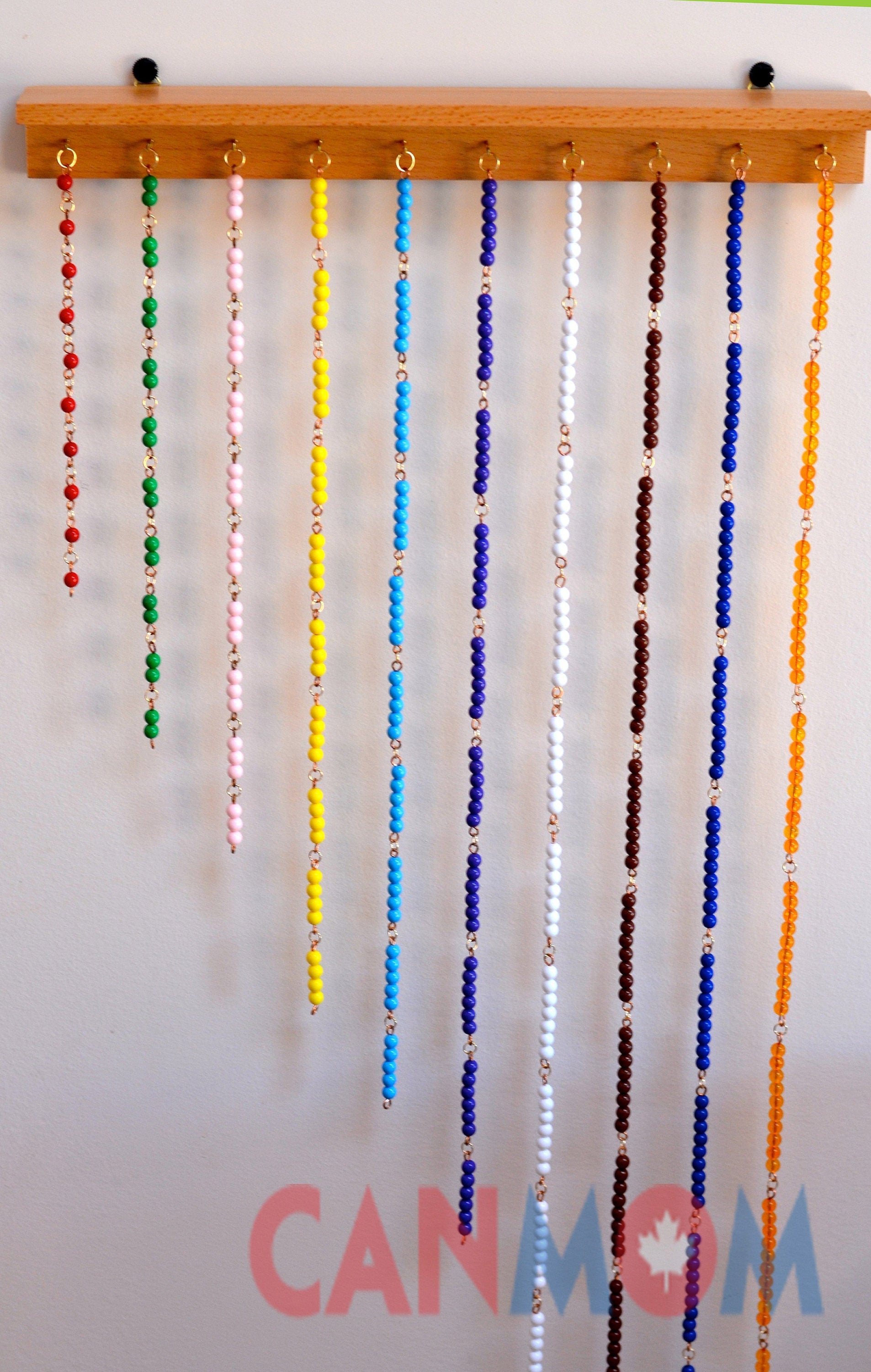 Montessori Multiplication toy / times table bead chains with wooden tags