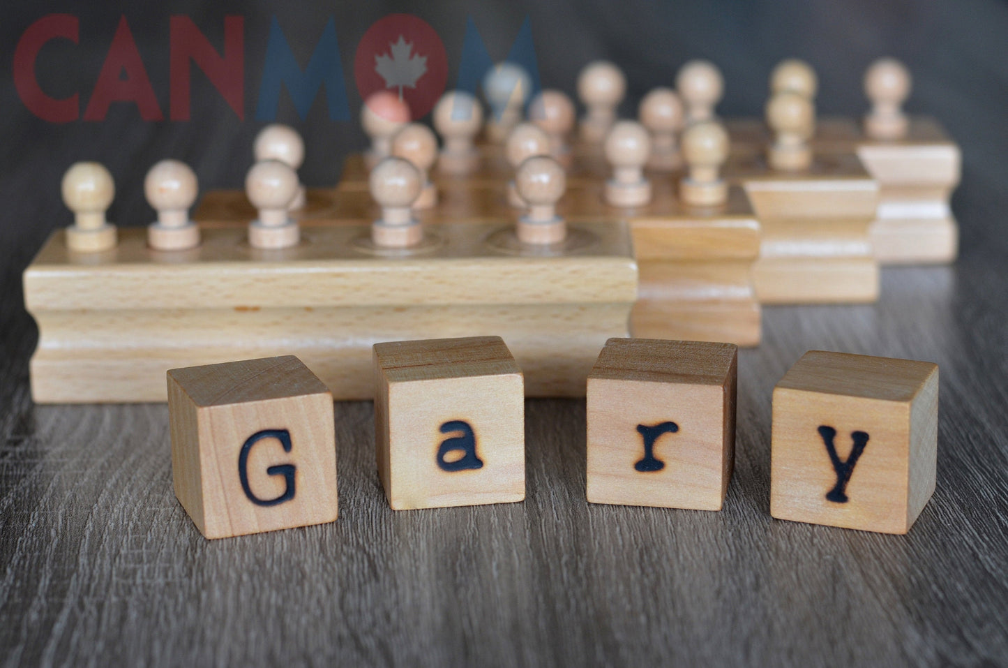 All natural wooden name blocks