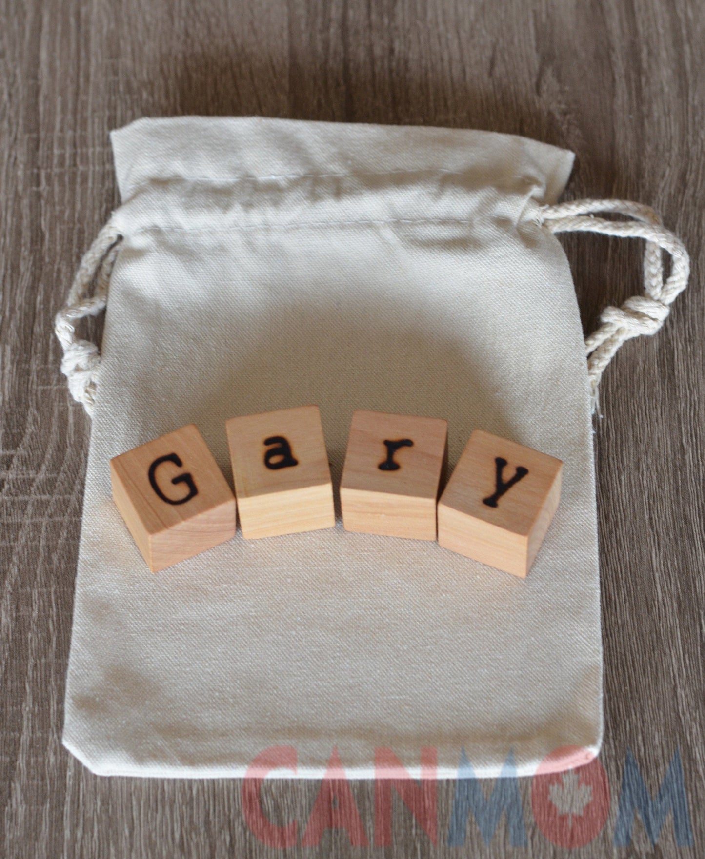 All natural wooden name blocks