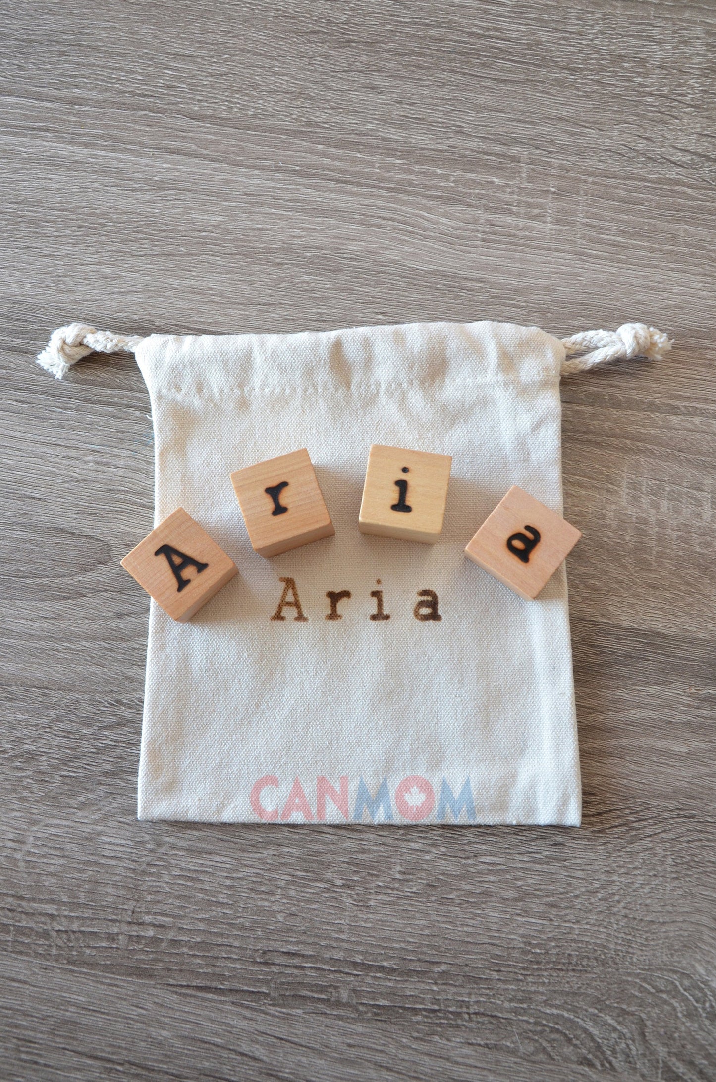 All natural wooden name blocks