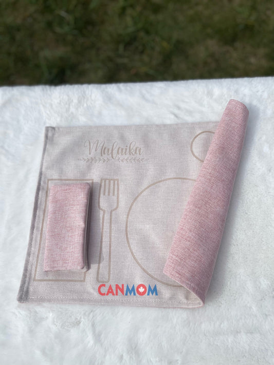 Montessori placemat with napkin set/ personalized placemat