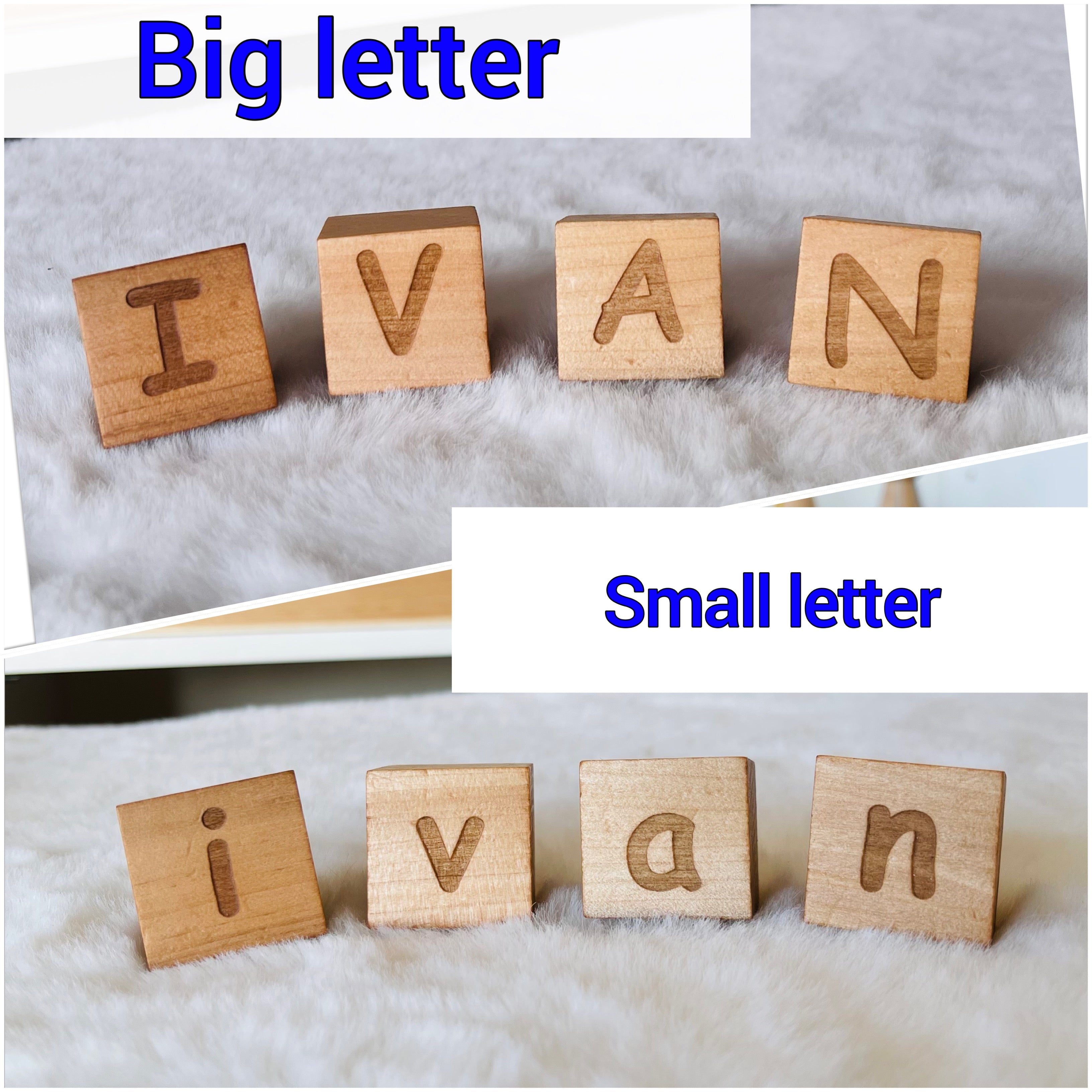Double sided natural wooden name blocks