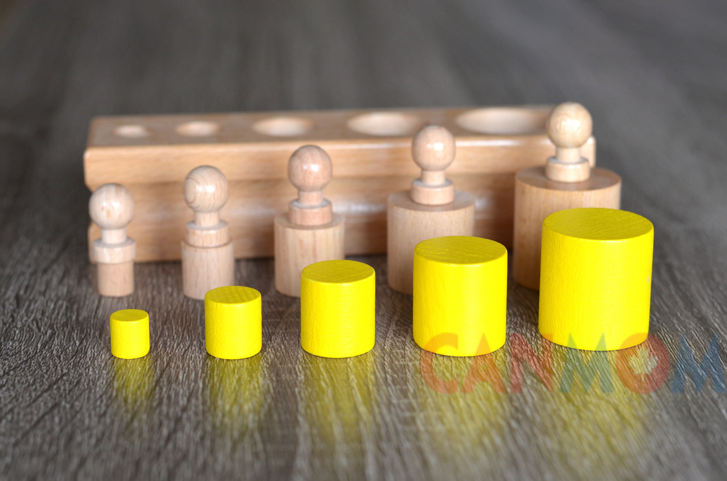 Wooden learning toy / Montessori Knobbed and knobless cylinder block Set / Preschooler learning puzzle / education toy /