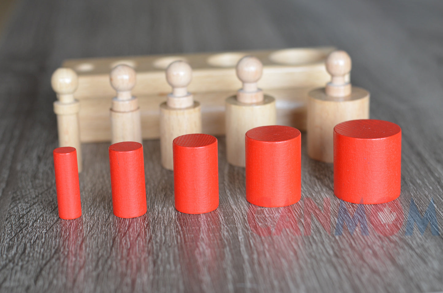 Wooden learning toy / Montessori Knobbed and knobless cylinder block Set / Preschooler learning puzzle / education toy /