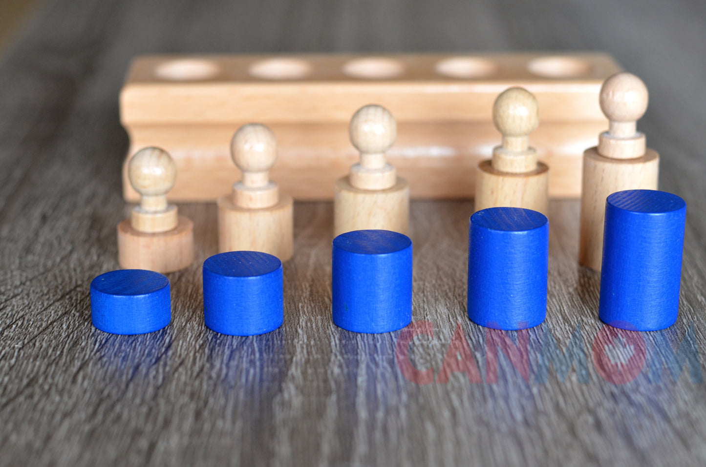 Wooden learning toy / Montessori Knobbed and knobless cylinder block Set / Preschooler learning puzzle / education toy /